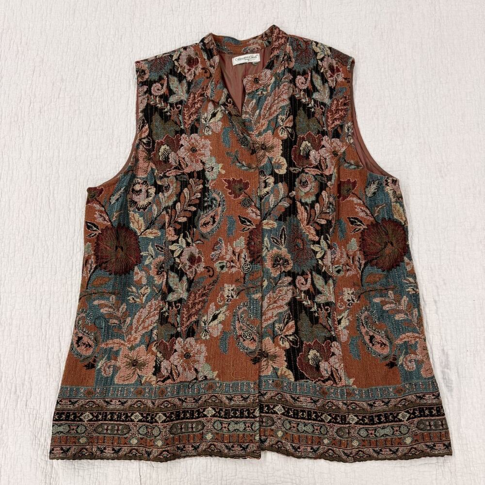 Vintage Coldwater Creek Tapestry Vest XL